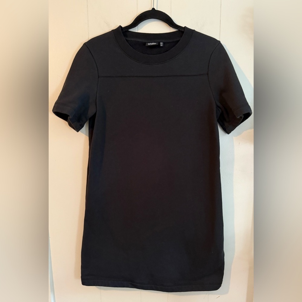 Kate Spade Saturday Black Sweatshirt Dress Fleece Lined, Size M